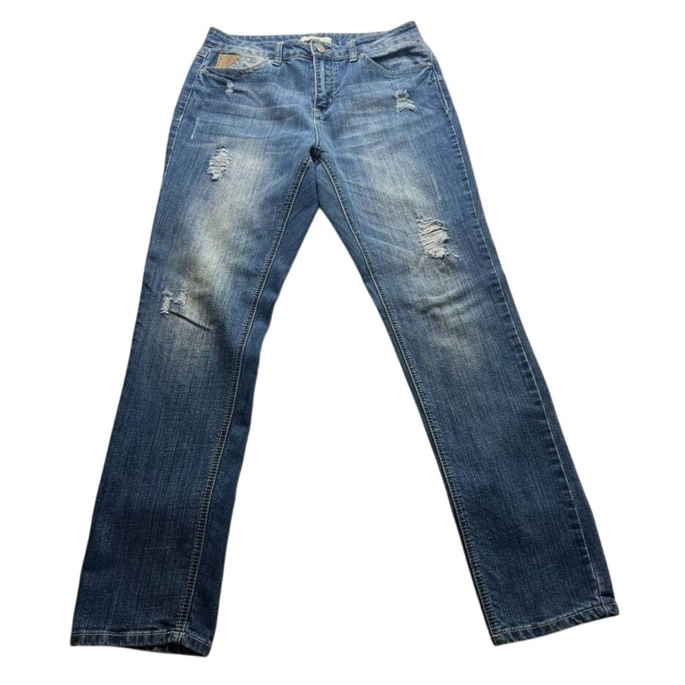 EST 1946 Denim Womens Blue Jeans 10‎ Classic Distressed Medium Wash Stretch